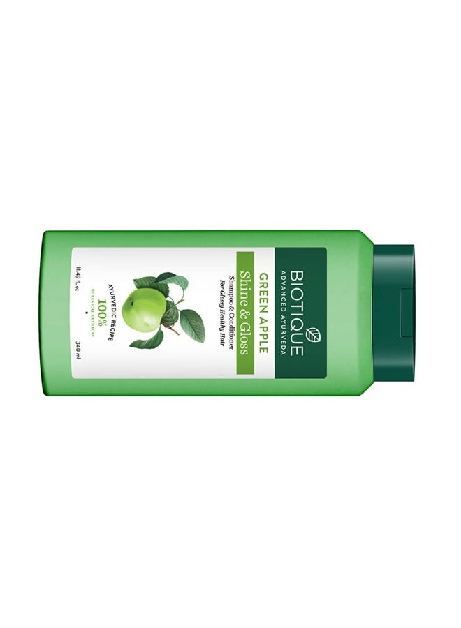 Biotique Green Apple Shine & Gloss Shampoo & Conditioner| Promotes Healthy, Shiny and Glossy Hair | Nourishes Scalp | Makes Hair Soft & Smooth |100% Botanical Extracts| All Skin Types | 340ml - Image 3